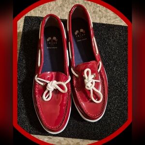 Cole Haan Nantucket Red Patent Leather Moc Boat Shoes